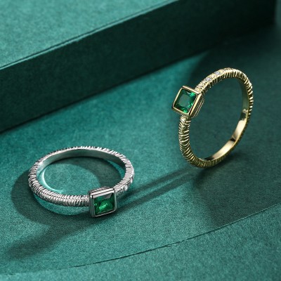 Green CZ Stone Δαχτυλίδι Ασημί Από Ασήμι 925