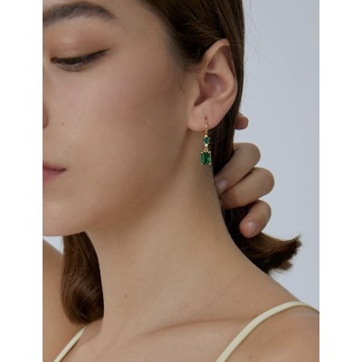 Green Stones Earrings Επιχρυσωμένα Από Ορείχαλκο