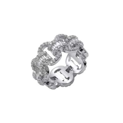 Iced Chain Ring Ασημί Από Ορείχαλκο