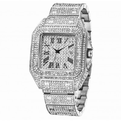 Hip Hop Silver Square Watch